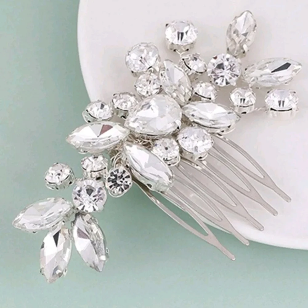 Wedding Bridal Comb Sparkling Rhinestone Crystal Silver Hair Comb NEW